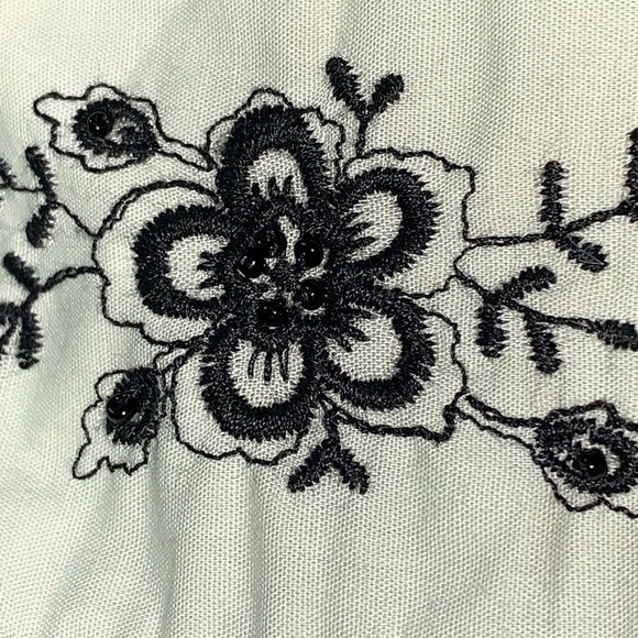 Carole Little Light green with Black Floral Embroidered Tank Dress - Size 8 - Picture 5 of 9